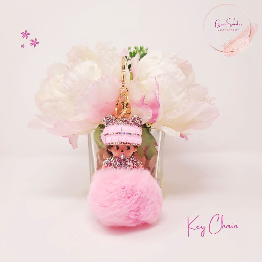 GreenSnooker, Keychain, Cute Monchichi, Pompom Ball
